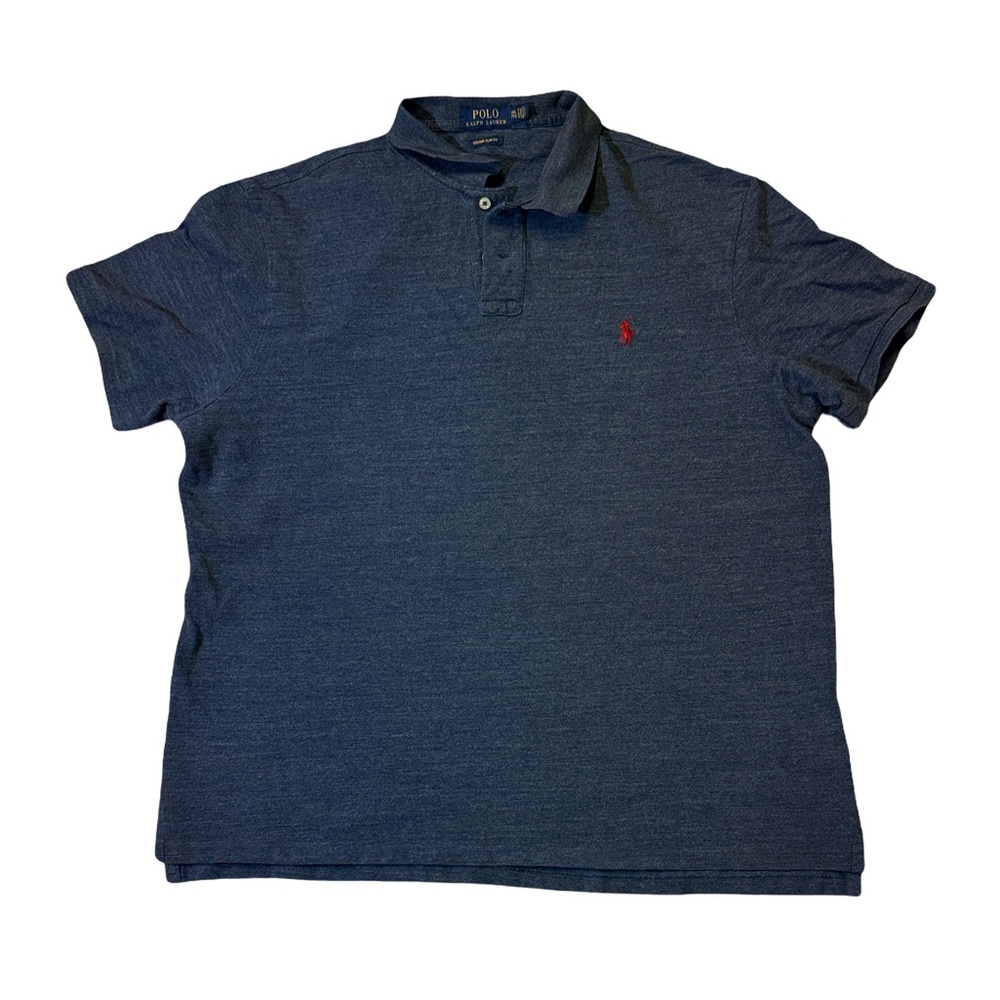 Polo Ralph Lauren mens 2XL XXL custom slim fit blue mesh cotton polo shirt EUC